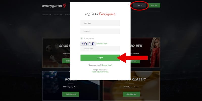 Every Game Casino Logins screenshot